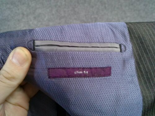NEXT Slim Fit Suit Jacket Size 40 Regular Black Pin Striped 2 Button Close - Picture 8 of 9