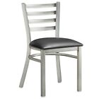 Ladder Back Clear Coat Metal Restaurant Chair with Black Vinyl Padded Seat
