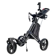 CaddyTek CaddyLite EZ-S Pro 3-Wheel Golf Buggy with Swivel Front Wheel - Black