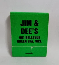 Vintage Jim & Dee's Bar Matchbook Green Bay Wisconsin Advertising Matches