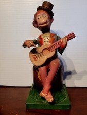 VINTAGE CELLULOID WIND UP MINSTREL BANJO PLAYING MONKEY made in Occupied JAPAN