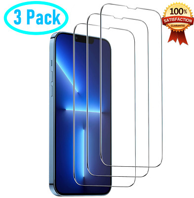  3 Pack For iPhone 13 14 Plus Pro MAX iPhone HD Tempered Glass Screen Protector