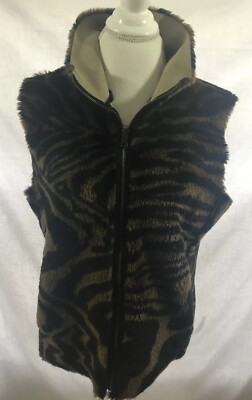 iOS Sz S Brown/Black Cheetah Faux Fur & Faux Tan Suede Reversible 