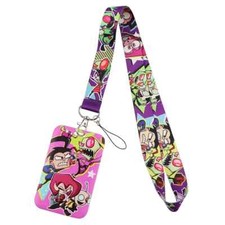 Invader Zim Cartoon Characters Zim Dib Gaz Purple Lanyard With ID Badge Holder