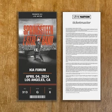 2024-2025 BRUCE SPRINGSTEEN Tour Custom Ticket Replica Physical Stub Any Seat