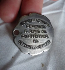 Antique VERY RARE Credit Charge Coin / Token / Chambersburg PA Feed & Coal 