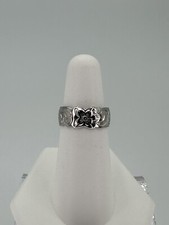 STERLING SILVER HAWAIIAN PLUMERIA FLOWER SCROLL 7.5 MM BAND RING