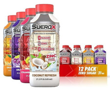 SueroX Electrolyte Drink Tropical Pack 8 Ions for Hydration 21.3 Fl Oz 12 Count