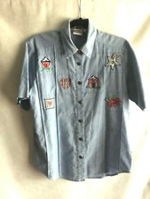 Koret City Blues Shirt Denim Chambray Size Small Cotton Blend Embroidered A7