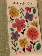 THE PAPER STUDIO STICKERS STICKABILITIES MULTI-COLOR FLOWERS ‘REMOVABLE’ 17pcs 
