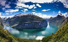 Landscape geiranger norway geirangerfjord nature fjord Custom Gaming Mat Desk