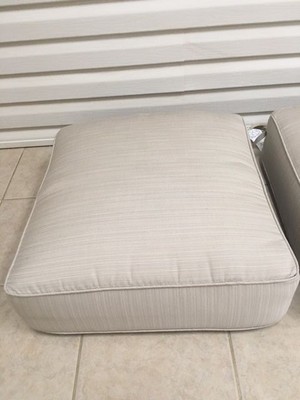 Frontgate Dining Chair Patio Outdoor Cushion gray tan stripe THICK