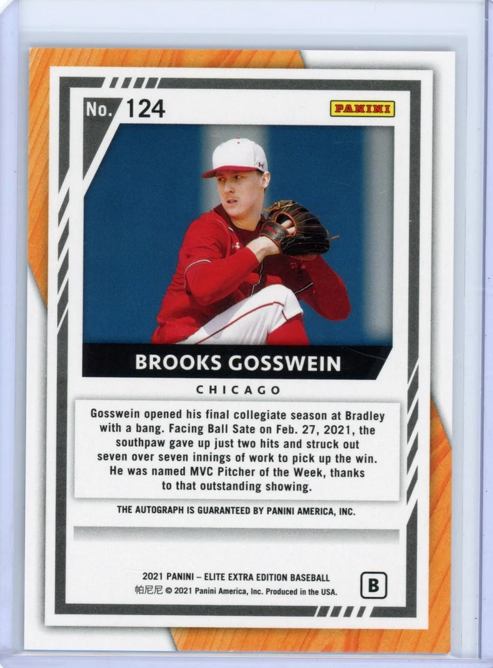 2021 Elite Extra Edition Brooks Gosswein Autograph Prime Number #d /74 White Sox - Image 2 of 2