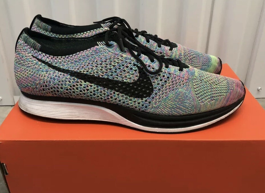 Nike Flyknit Racer Rare Multi Color Lightweight Runner Mens Size 13 Fast Ship image 6
