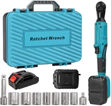 21V Electric Cordless Ratchet 3/8"Right Angle Wrench Impact Power Tool 1 Battery