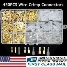 450X Assortment Male Female Spade Crimp Terminals Electrical Wire Connectors Kit