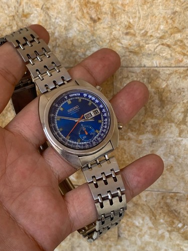 1969 Vintage Seiko Bruce Lee Deep Blue Chronograph Watch Automatic Men 6139-6010 - Picture 12 of 24