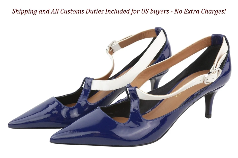 EMPORIO ARMANI X3E397 Mujer Tacones EU37 Azul Charol Punta Hebilla Foto 2 de 4