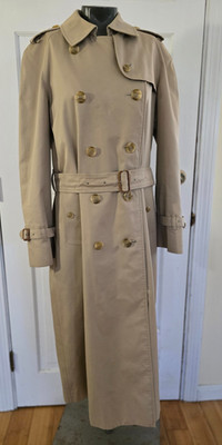 Vintage Burberrys Trench Coat Women's 10 Long Pre 1999 All Buttons & Belt Intact