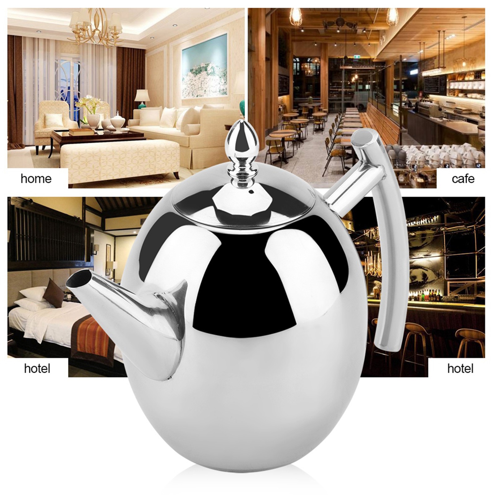Stainless Steel Teapot Tea Coffee Water Kettle Container With Removable Mesh