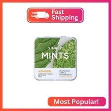 SIMPLY MINTS Caffeinated Natural Peppermint +Matcha Breath Mints, 6 Pack (180 Pi