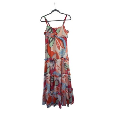 Alexis for Target 70s Abstract Sleeveless Tiered Ruffle Maxi Dress, Size Small