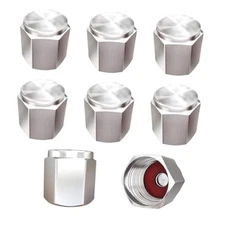 Brass Tire Valve Stem Caps, Hexagon Shape Car Tire Air Cap with Rubber O 8PCS