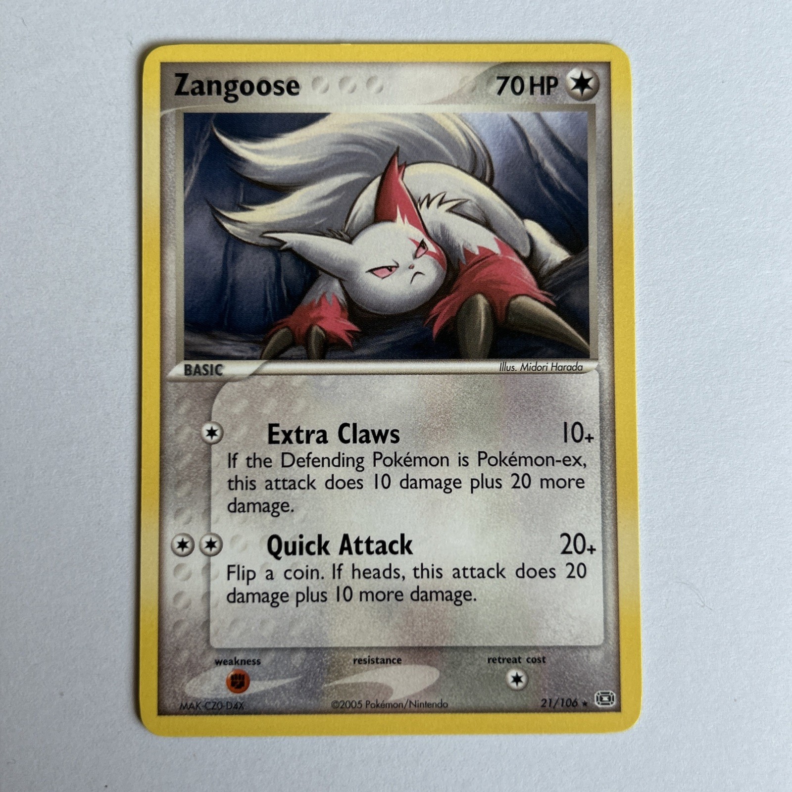 Zangoose 21/106 - Rare - Emerald Pokemon TCG - LP/EX