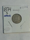 1874 S Seated Liberty Silver Dime- San Francisco, AG/Good Details. Rare Date