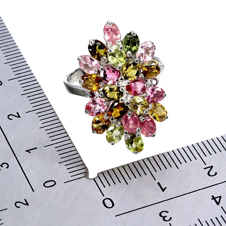 925 Sterling Silver Ring Oval Tourmaline 4x3mm Natural Gemstone Jewelry Size 7.5 - Image 3 of 4