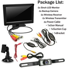 Wireless 5" Monitor Parking Backup Camera Car Rear View HD System Night Vision