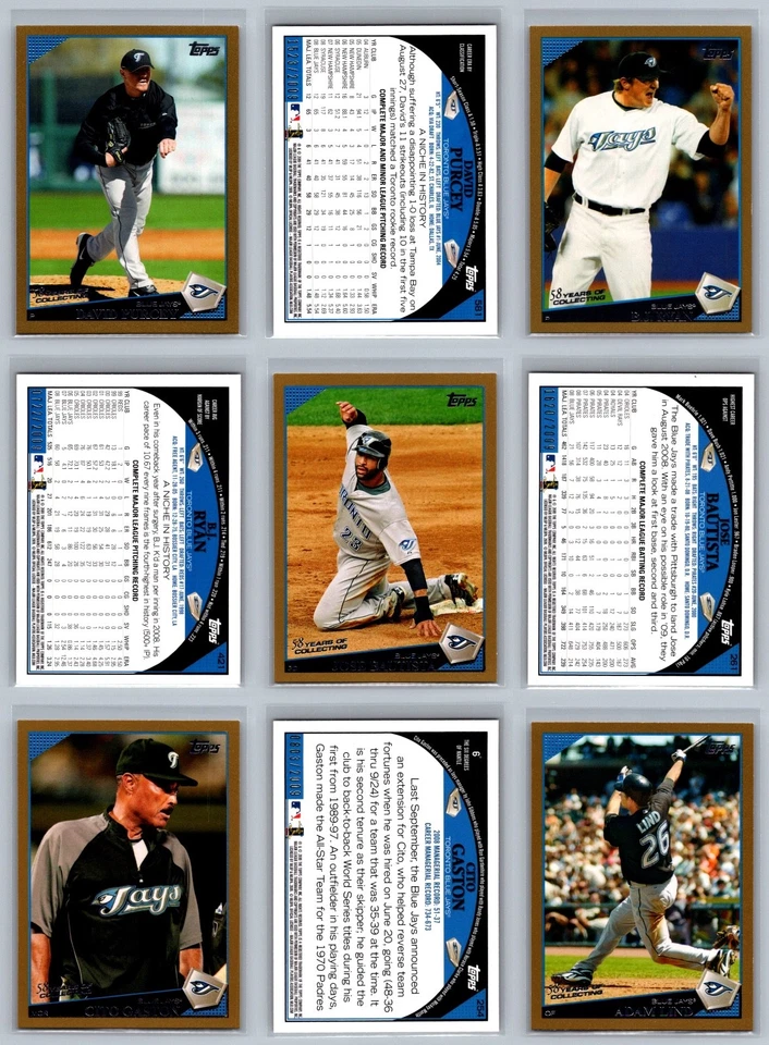 Lote de tarjetas de béisbol Toronto Blue Jays Topps serie dorada numeradas #/2009 (18) casi nuevas Foto 4 de 4