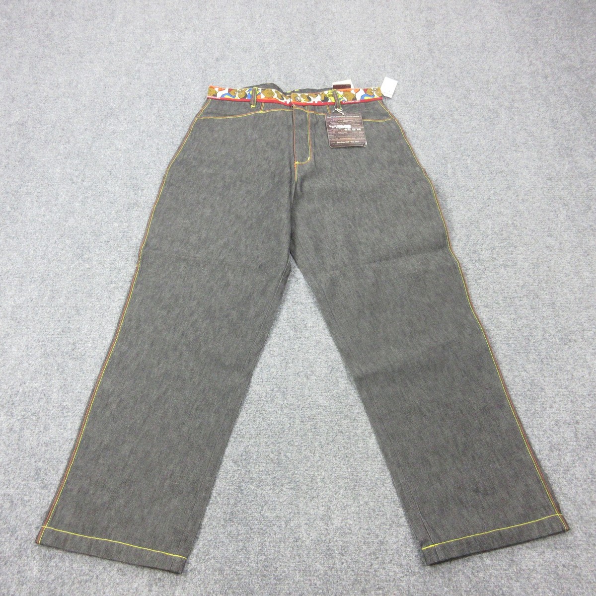 Vintage Platinum FUBU Jeans Mens 38x34 Black Raw Relaxed Straight