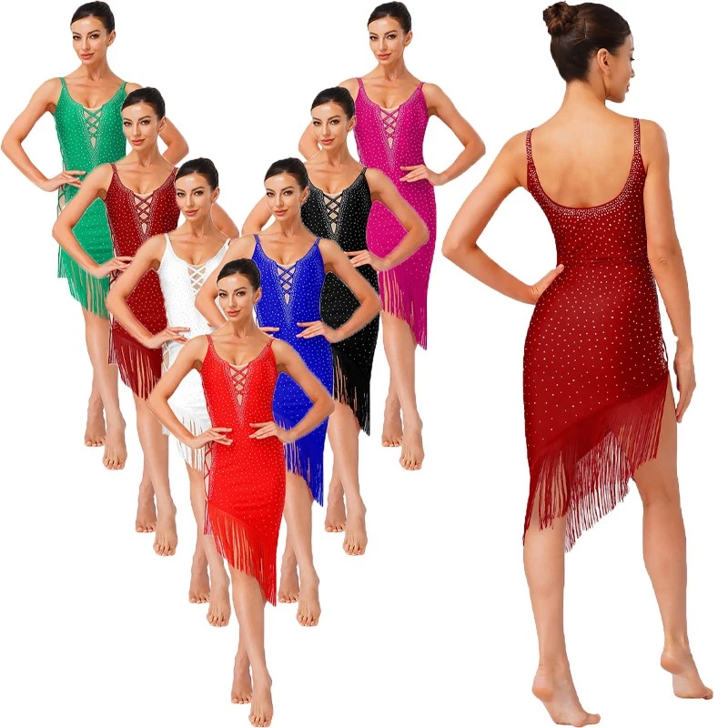 white christmas dresses International Red Blue and Yellow Rumba Women's Costume – AbracadabraNYC main image 1