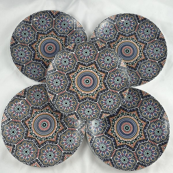 Juego de 5 platos de ensalada de mosaico marroquí del mercado mundial 8 en multicolor Marruecos