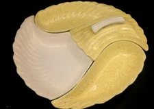 Vintage Hoenig of California Pottery Divided Chips & Dip Relish MCM Serving Set