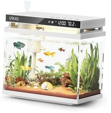 Fish Tank Smart Aquarium Kit 2 Gal UHD Glass Aroma Diffuser - White Silent