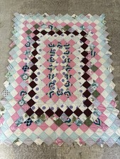 Handmade Vintage Around The World Baby Girl Crib Quilt 41x32