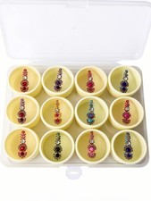 12 Forehead Women Long Multicolored Crystal Zarkan Stone Bindis Tattoo Box Girls