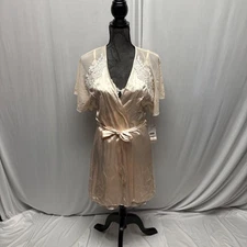 Linea Donatella Womens Nightie Robe Set Sz S-M Bisque Pink Sexy Lingerie NEW