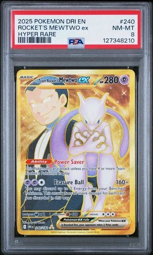 Pokémon Team Rocket's Mewtwo ex 240/182 Destined Rivals PSA 8 Hyper Rare Holo