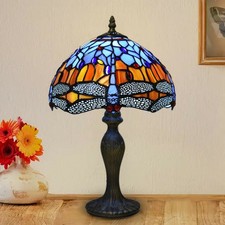 Stained Glass Tiffany Table Lamp Traditional Shade Handcrafted Living Room Light