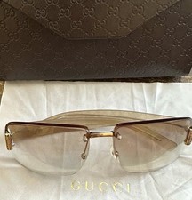 Vintage GUCCI GG 1798/N/S rimless Glasses Gold Beige Guccisima Y2K Monogram