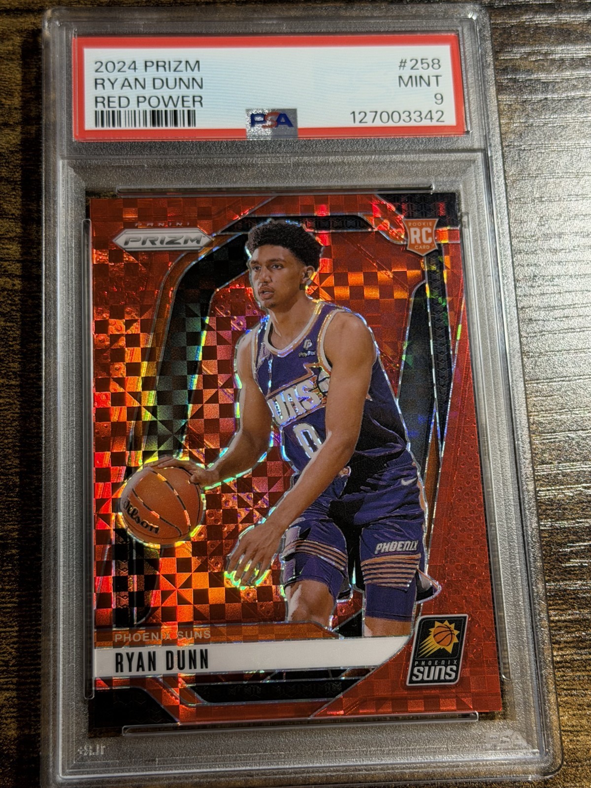 RYAN DUNN 2024 Prizm Rookie Red Power Refractor /75 #258 Suns RC PSA 9