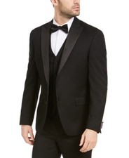 Alfani Mens Slim fit Suit Jacket Blazer 40 L Black Solid Stretch