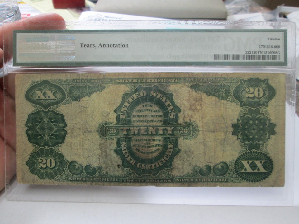 1891 $20 LARGE SIZE NOTE SILVER CERTIFICATE PMG FINE 12 CONDITION | eBay