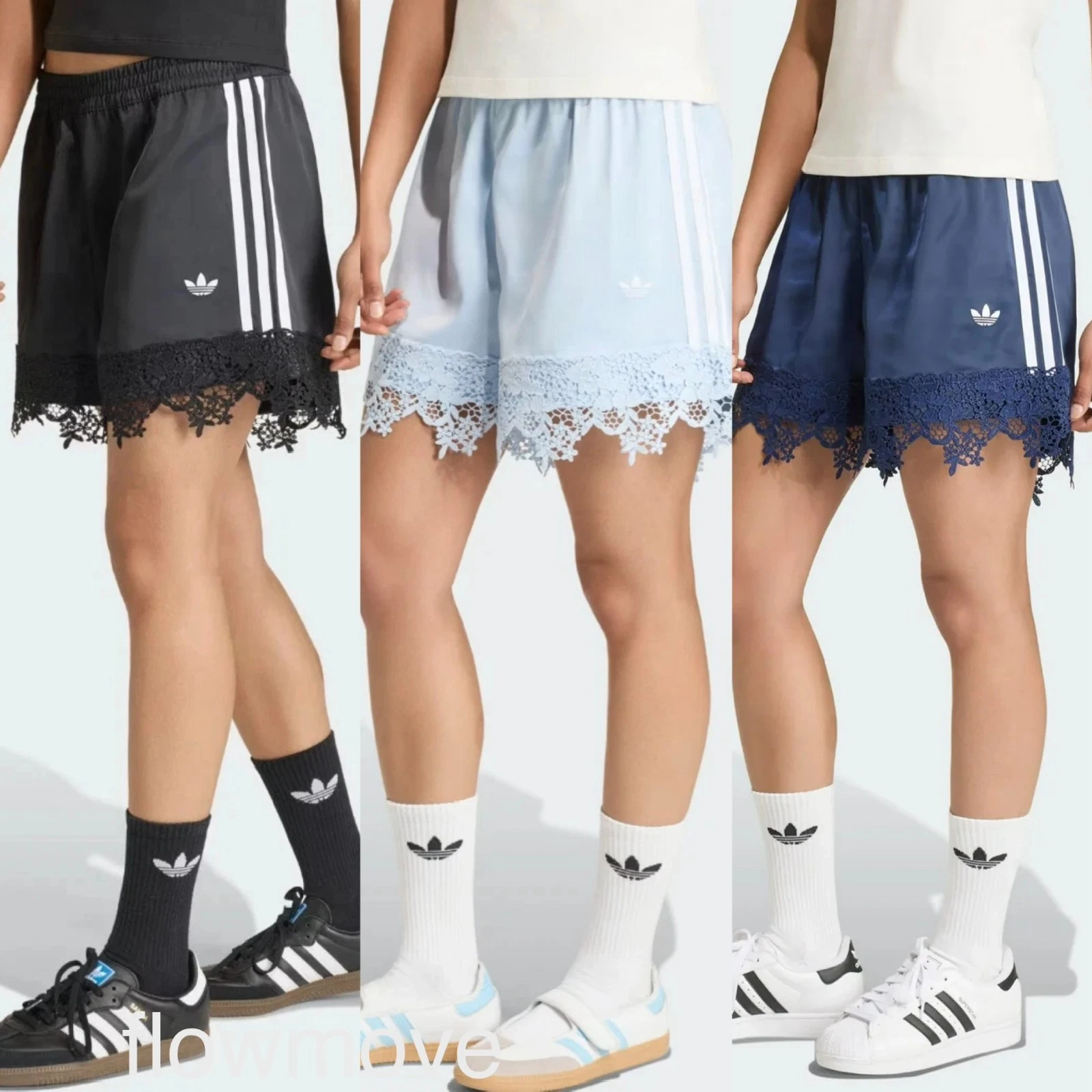 NWT Adidas Originals Satin Lace Shorts Women Pants AsiaFit No US Tariffs