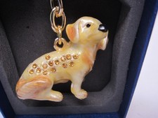 Key Chain Keychain DOG Figural Puppy Enamel  Crystal,Purse Backpack CLIP New