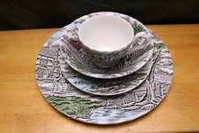 Myott Staffordshire ROYAL MAIL Red Roof White Multi-color 4 PC Place Setting (s)