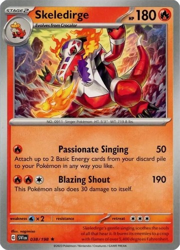 Pokemon Scarlet & Violet NON Holo Rare Skeledirge - 038/198 - DECK  EXCLUSIVE | eBay